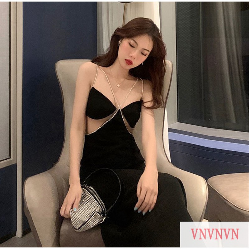 Đầm Sát Nách Cổ Chữ V Phối Lưới Kiểu Dáng Quyến Rũ