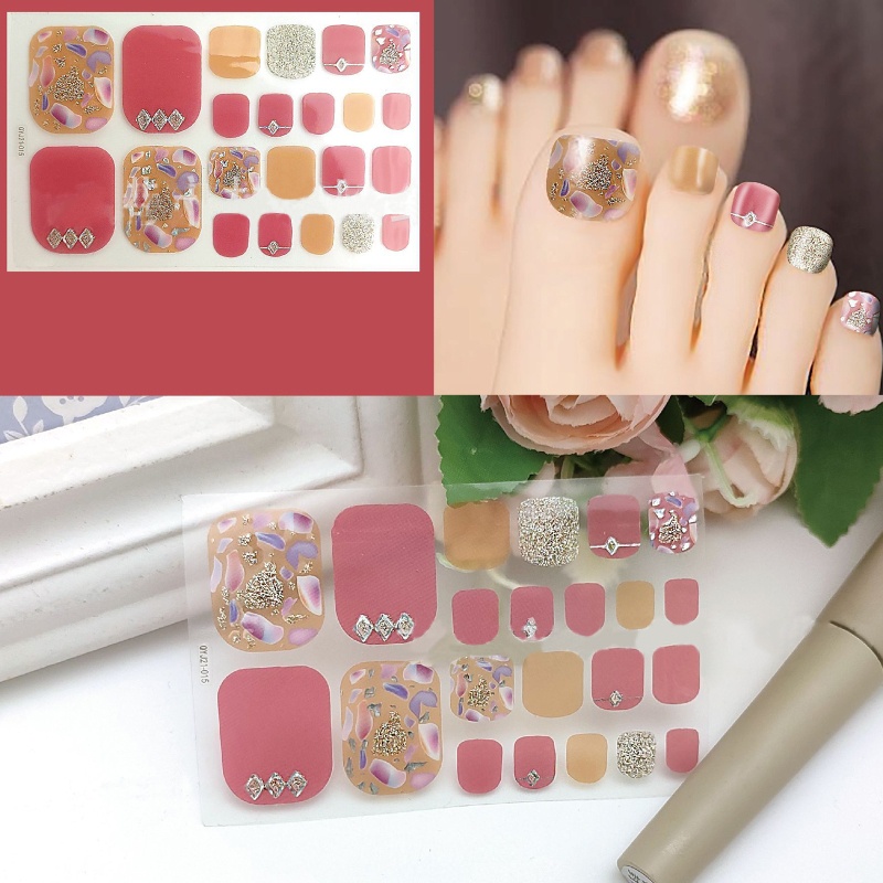 1 Tờ Nhãn Dán Móng Chân / Móng Chân Tự Dính Họa Tiết 3D Lấp Lánh DIY