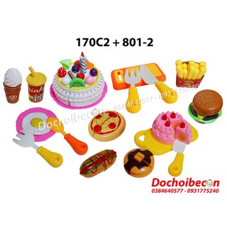 Đồ chơi cắt bánh kem và cắt thức ăn nhanh