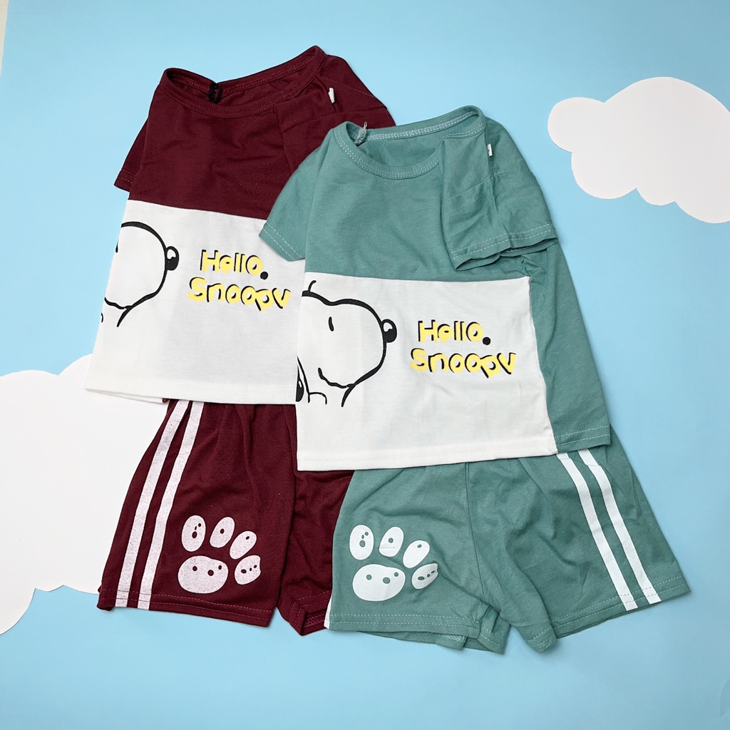 Đồ bộ bé trai thun cotton co giãn bốn chiều in hoạ tiết dễ thương , bộ quần áo trẻ em bé trai size 8-18kg