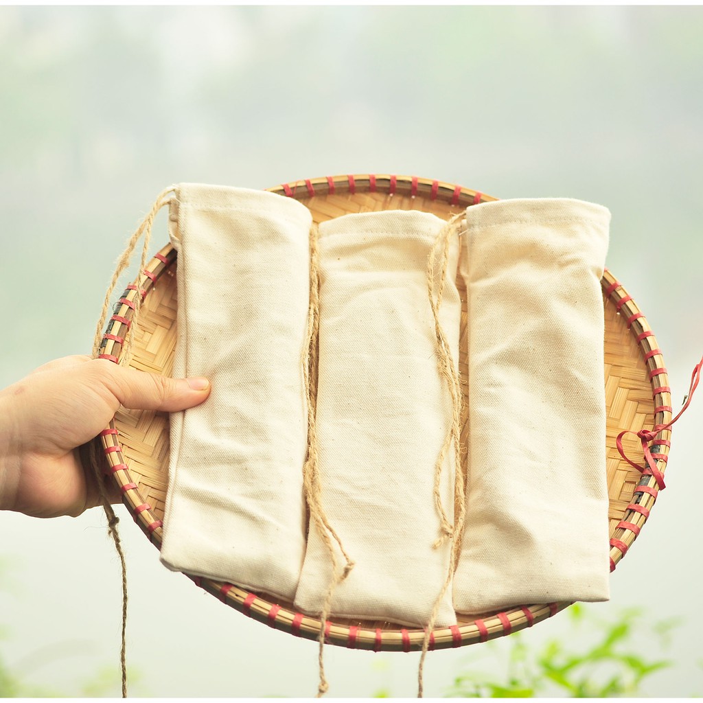 TÚI VẢI ĐỰNG ỐNG HÚT TRE