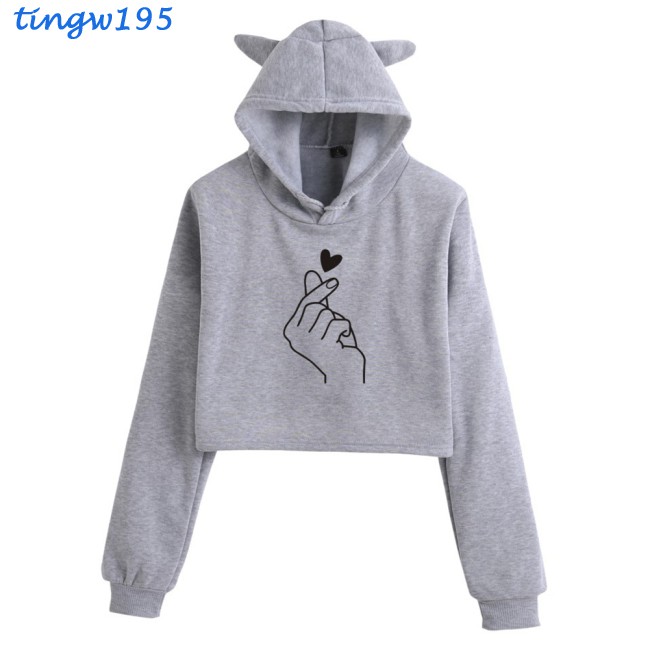 Áo Hoodie Tai Mèo Thời Trang Thu Đông Xinh Xắn Cho Nữ