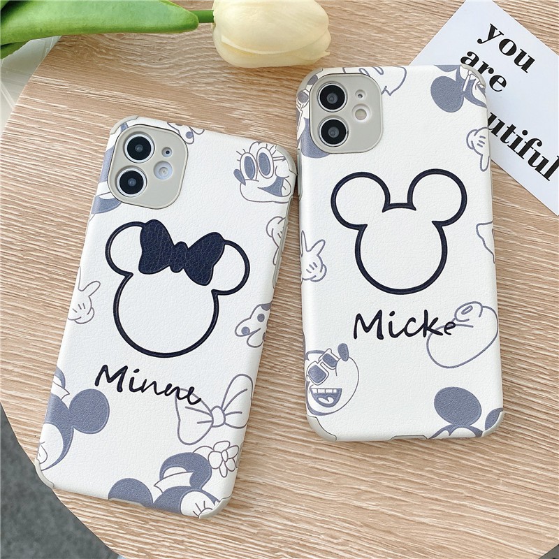 ốp lưng iphone 7 Plus 8 6 6s Plus ốp iphone 11 12 Pro Max 12 Mini casing IP X XS XR XS Max shockproof Minnie Mickey couple Phone case