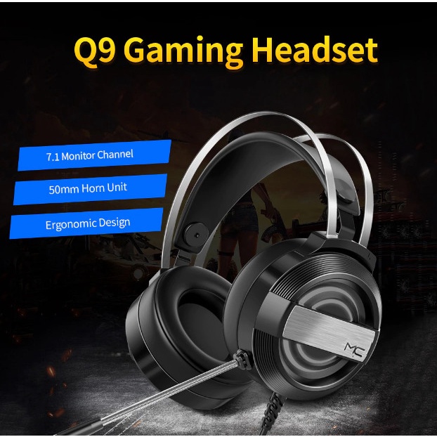 Tai nghe chụp tai MC-Q9 chuyên game có đèn led 7 màu có mic dành cho game thủ CỔNG 7.1 + USB