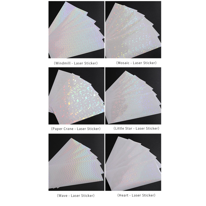 Bộ 5 Tấm Nhãn Dán Màu Laser Dùng Trang Trí Sổ Tay/ Điện Thoại Độc Đáo DIY