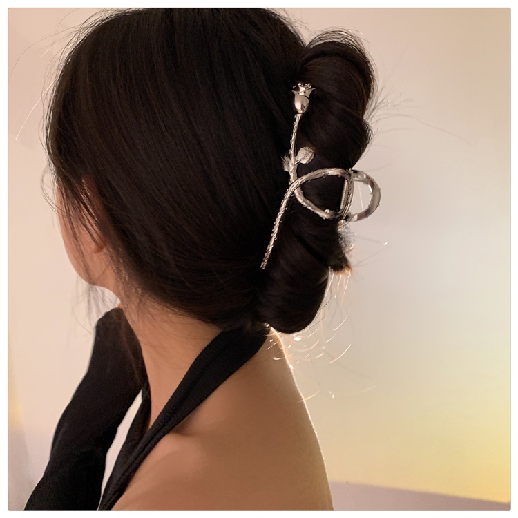 Kẹp Tóc Kim Loại Hình Hoa Hồng Thanh Lịch Phong Cách retro