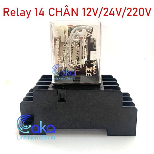 Relay Omron 12V 24V 220V 5A 14P KÈM ĐẾ