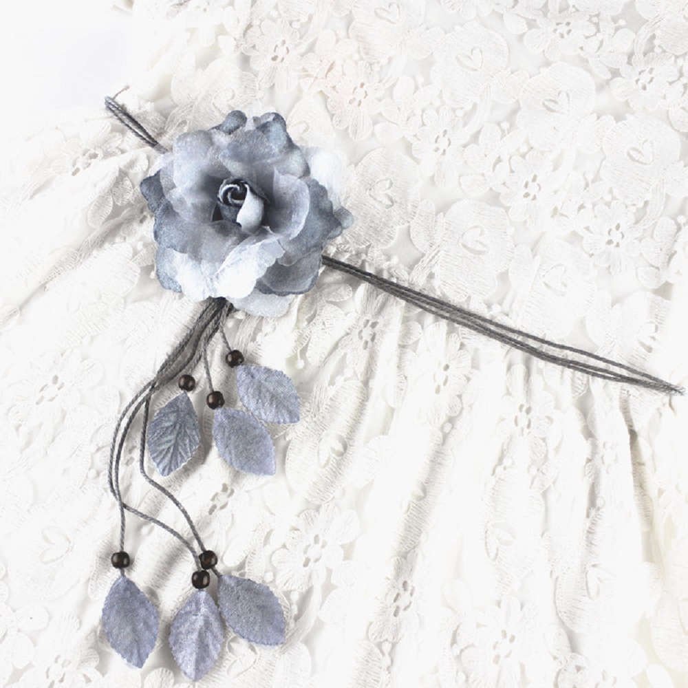 Dây buộc thắt lưng phối tua rua đính hoa cỡ lớn thanh lịch cho nữ