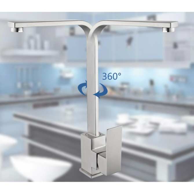 Vòi rửa chén cao cấp nóng lạnh vuông inox304, vòi rửa bát, vòi chậu rửa chén, vòi chén. Bảo hành 03 năm