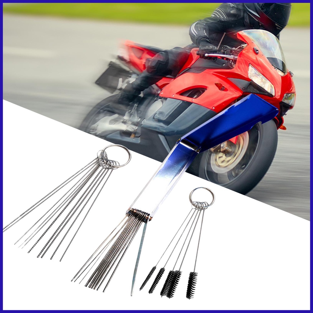 Bộ Dụng Cụ Vệ Sinh Bộ Chế Hòa Khí Carbon Loại Bỏ Bụi Bẩn 12 Dây Với 10 Kim + 5 Cọ Nhỏ Gọn