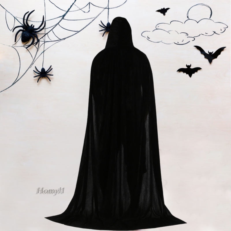 1 áo choàng phù thủy có mũ trùm đầu bằng vải nhung dùng hóa trang Halloween [Homyl1]​​Trang phục lễ hội màu đen 150cm | BigBuy360 - bigbuy360.vn