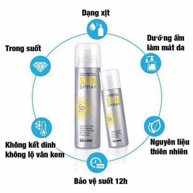 Xịt chống nắng Crystal Sun Spray SPF50+ 150ml dưỡng ẩm, bảo vệ da