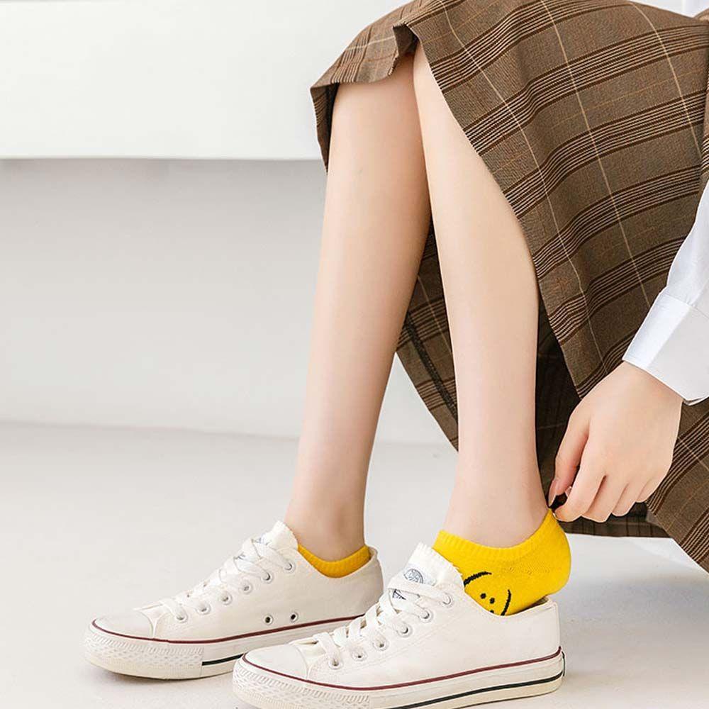 Vớ Cotton Cổ Thấp In Họa Tiết Mặt Cười Phong Cách Hip Hop Thời Trang Cho Nữ