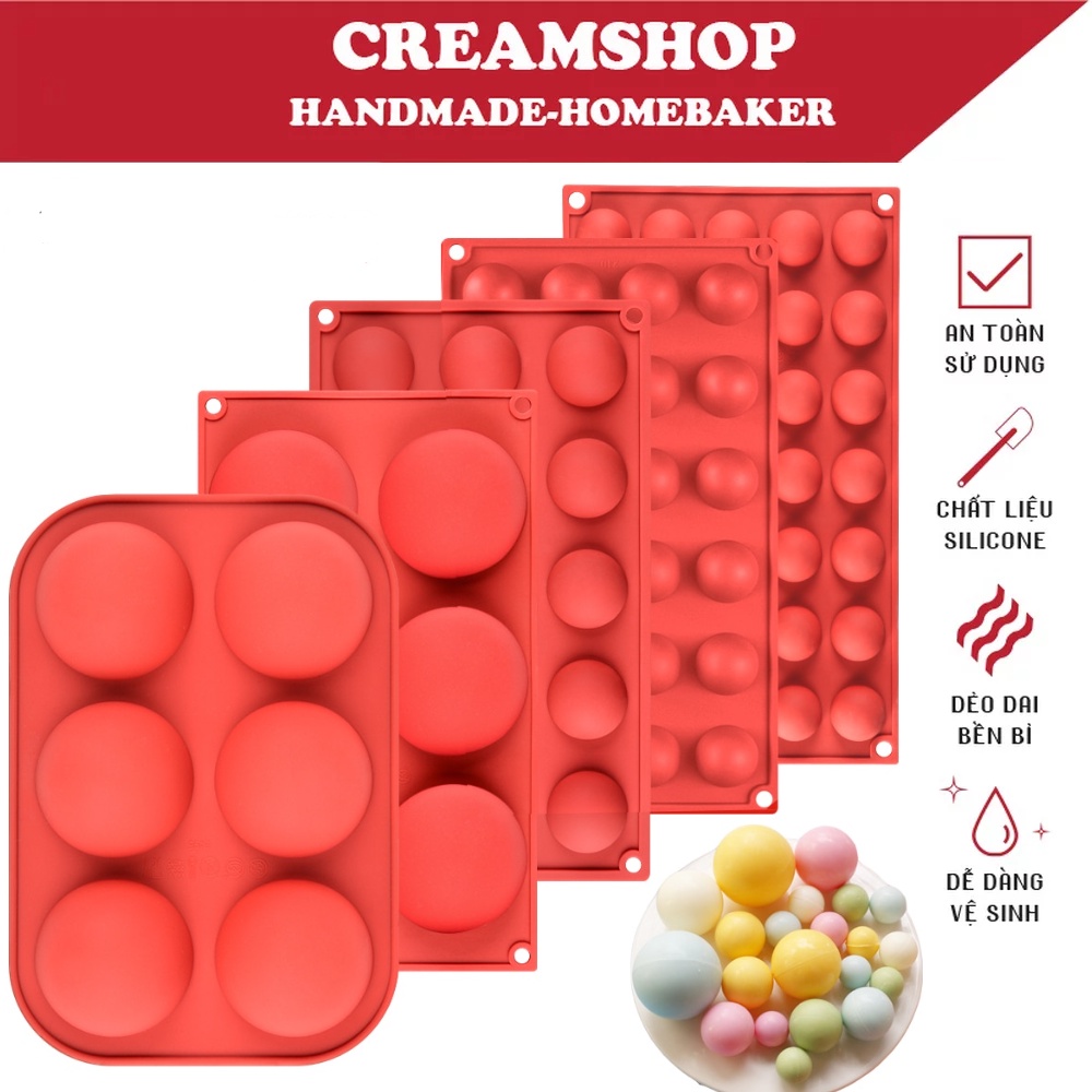 Khuôn Silicon Hình Bán Cầu Nướng Bánh - Làm Chocolate - cheesecake - mousse - Pudding - Xà Phòng - Dụng Cụ Làm Bánh