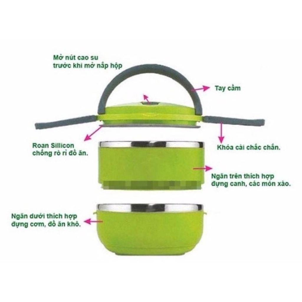 Camen hộp đựng cơm giữ nhiệt lõi inox 2 tầng Store4girls