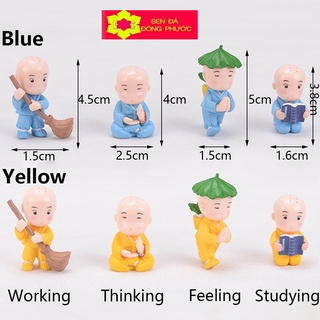 (Hot)- Chú tiểu trí huệ an nhiên - Phụ kiện tiểu cảnh sen đá xương rồng