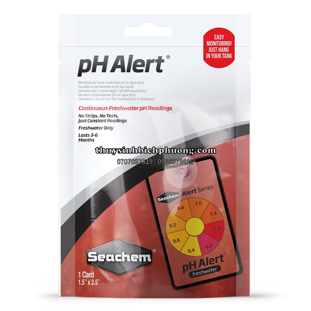 BỘ ĐO NỒNG ĐỘ PH DÁN HỒ - SEACHEM ALERT PH - TIỆN LỢI THAY ĐỔI CHỈ THỊ TRÊN THẺ TỰ ĐỘNG