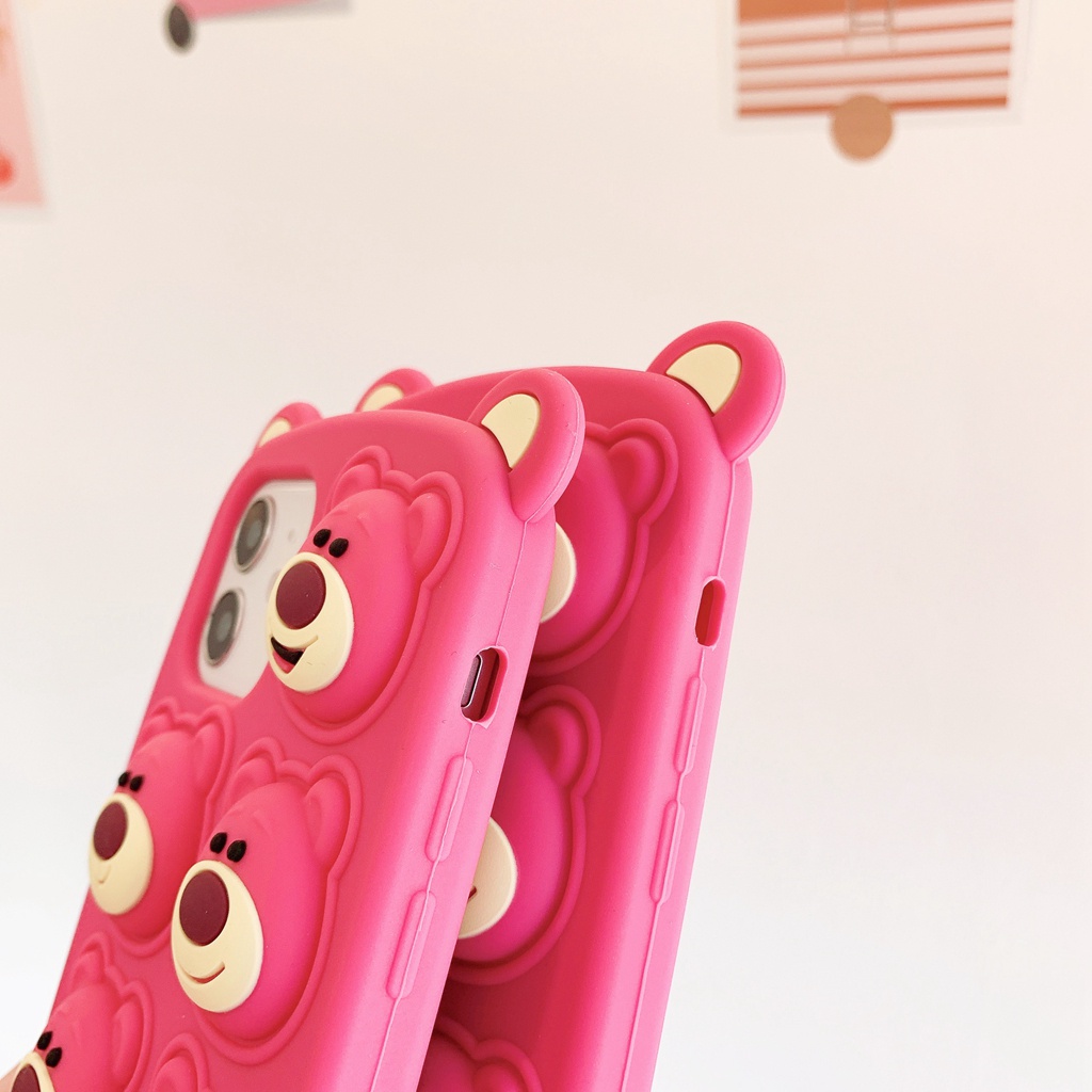 Ốp Điện Thoại Silicon Mềm Hình Gấu Và Quả Dâu Tây Dễ Thương Cho iphone 12 pro max 11 pro max xs max xr x 7 8 plus