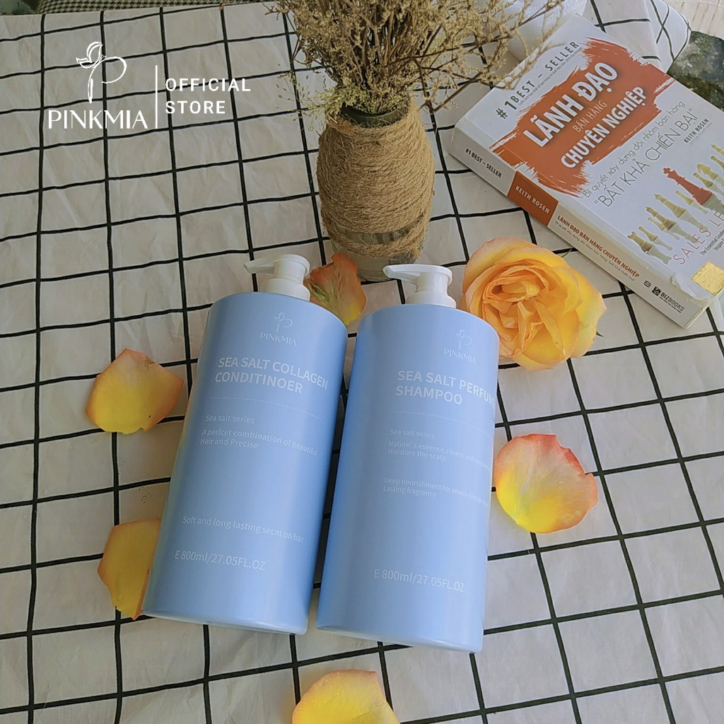Combo Dầu Gội Xả Nước Hoa Muối Biển Pinkmia - 800ml