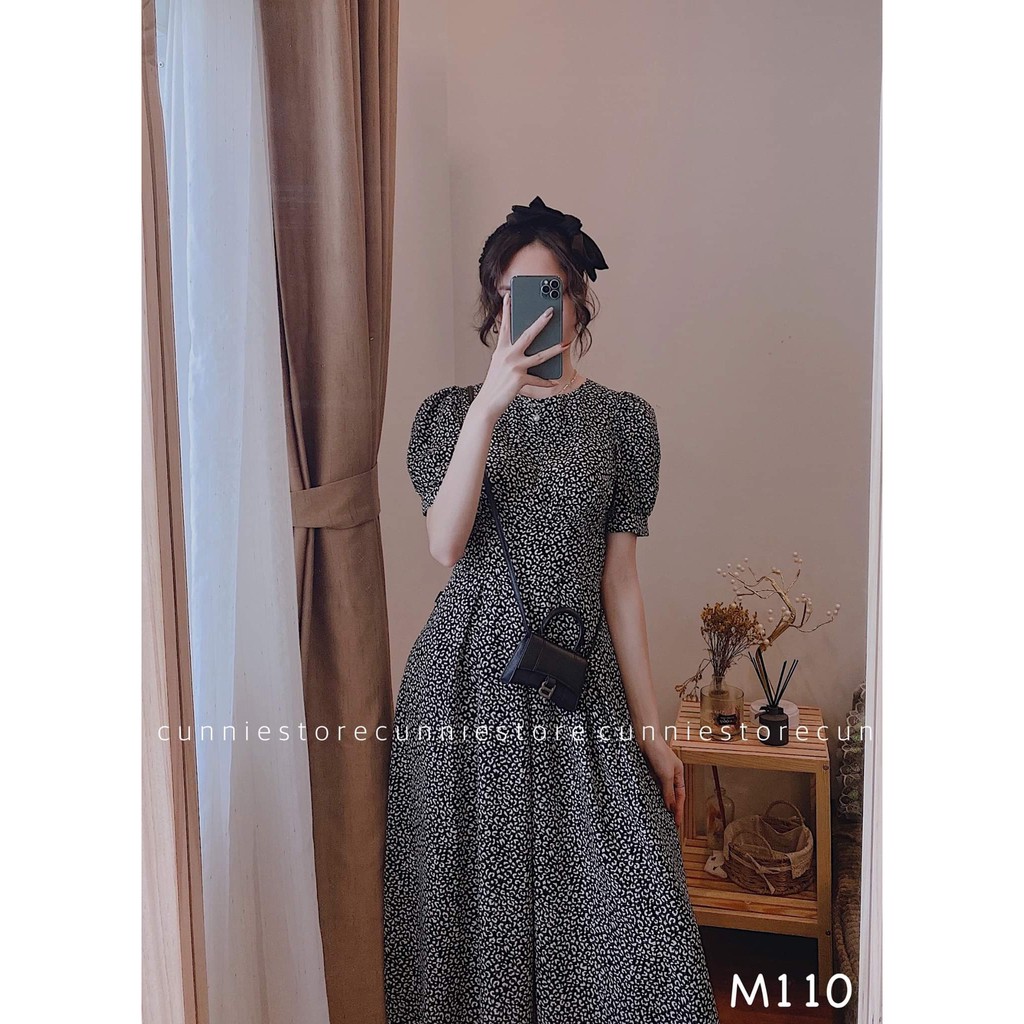 Váy đầm dài dáng xòe thanh lịch họa tiết da báo vintage 2 màu đen nâu | BigBuy360 - bigbuy360.vn