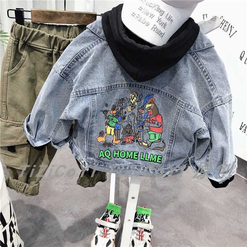 Áo Khoác Denim Thời Trang Xuân Thu Năm 2021 Phong Cách Châu Âu Cho Bé Trai