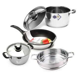 Combo 2 nồi - 1 chảo chống dính - 1 xửng hấp Fivestar