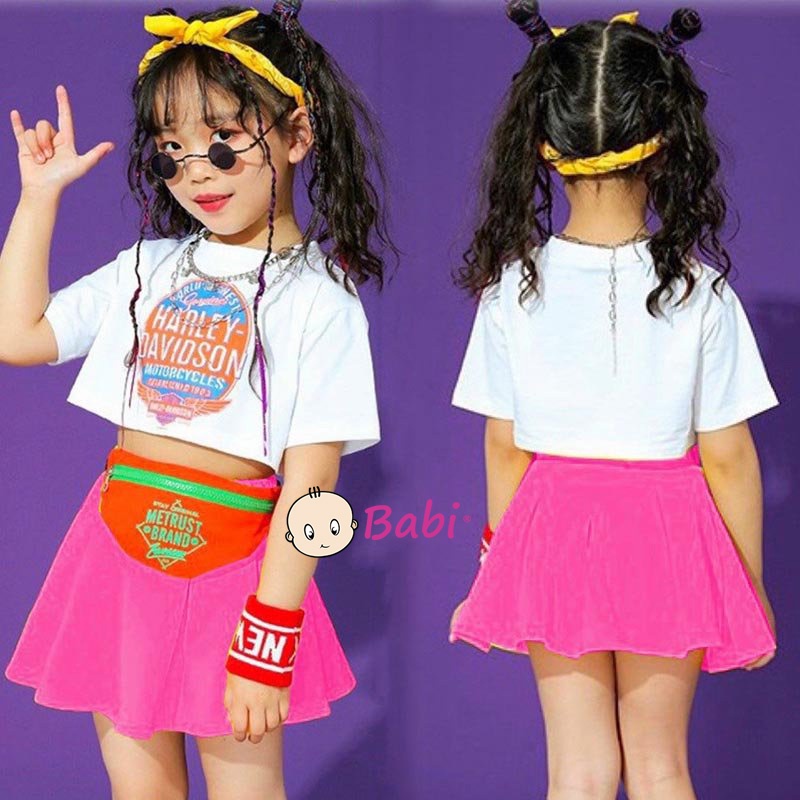 Set Váy Cho Bé Gái Áo Croptop mix Chân Váy Xòe Xinh Xắn, Set Áo Váy Thời Trang Hàn Quốc cho Bé Gái(15kg - 45kg)