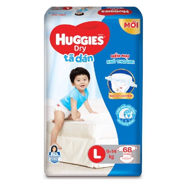 Tã dán Huggies Đệm Mây M76/L68/XL62/XXL56