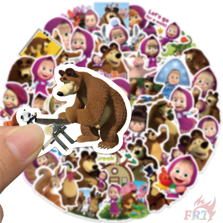 ❉ Hình Dán Dòng Masha and the Bear Series 01 ❉ Bộ 50 Sticker Chống Thấm Nước Họa Tiết Doodle Hợp Thời Trang