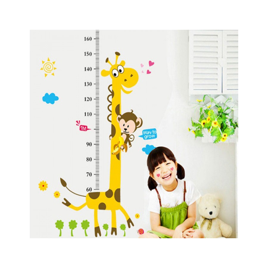 Tranh Thước Đo Hươu Dán Tường Cho Bé