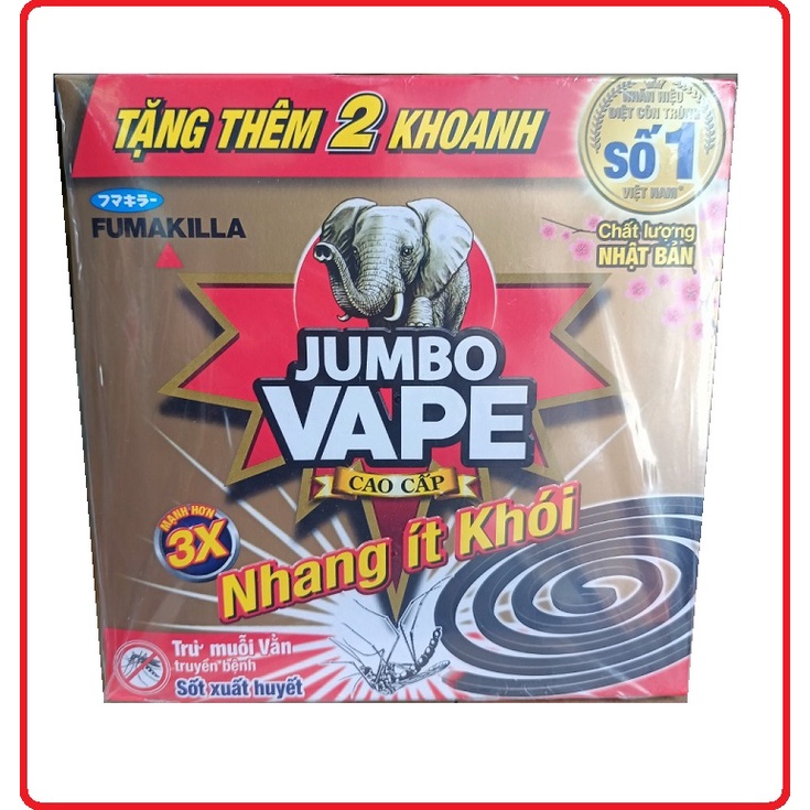 Nhang muỗi Jumbo Vape Cao Cấp Ít Khói Hộp 10 Khoanh Tặng Thêm 2 Khoanh