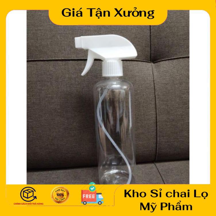 Chai Xịt Phun Sương ❤ TRÙM SỈ ❤ Chai nhựa pet Vòi Xịt Kính 500ml Trong Cao rỗng chiết dung dịch , phụ kiện du lịch