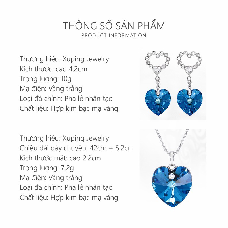 Bộ Trang Sức Nữ  Mạ Vàng Trắng, Đính Đá Xanh Cao Cấp - XPBTS12