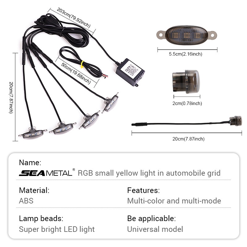 Đèn LED SEAMETAL RGB DRL ánh sáng vàng siêu sáng nhiều chế độ dành cho xe hơi