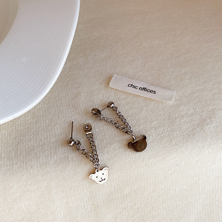 Bông tai kim loại mặt hình gấu xinh xắn dành cho nữ