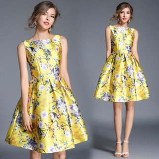 Đầm Nữ Không Tay Họa Tiết Hoa Vintage Thời Trang Quyến Rũ