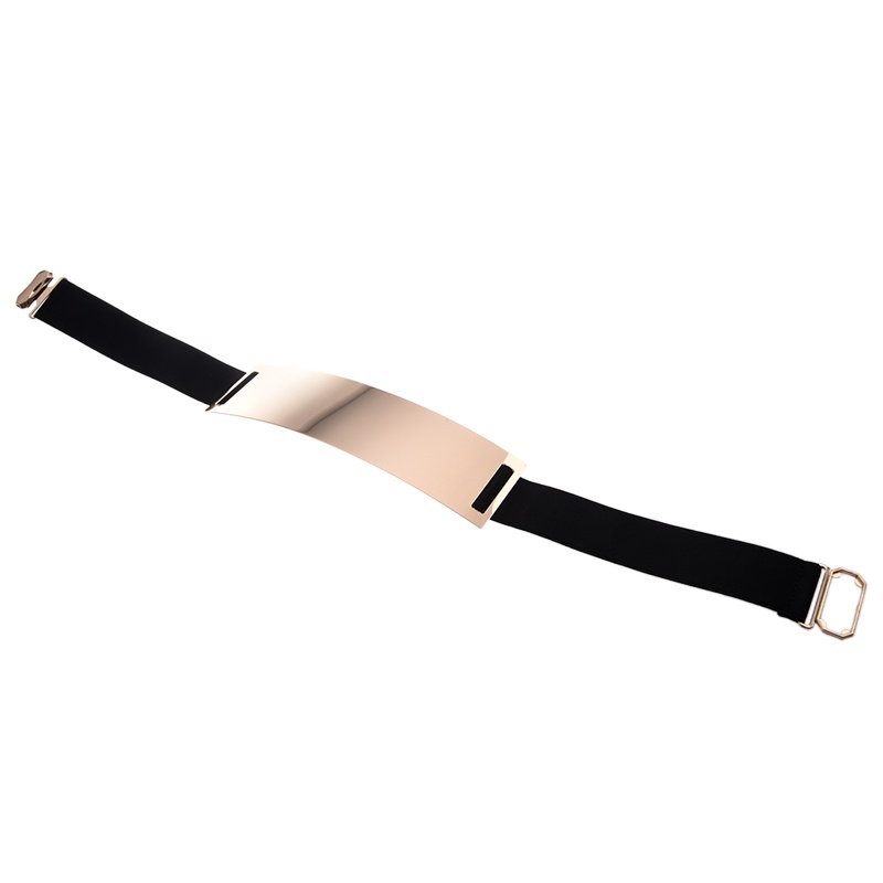 Thắt lưng đàn hồi khóa kim loại màu đen sang trọng cho nữ