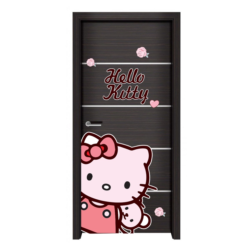Đề can dán cửa phòng ngủ Hello Kitty -cắt sẵn khuôn và keo mặt sau