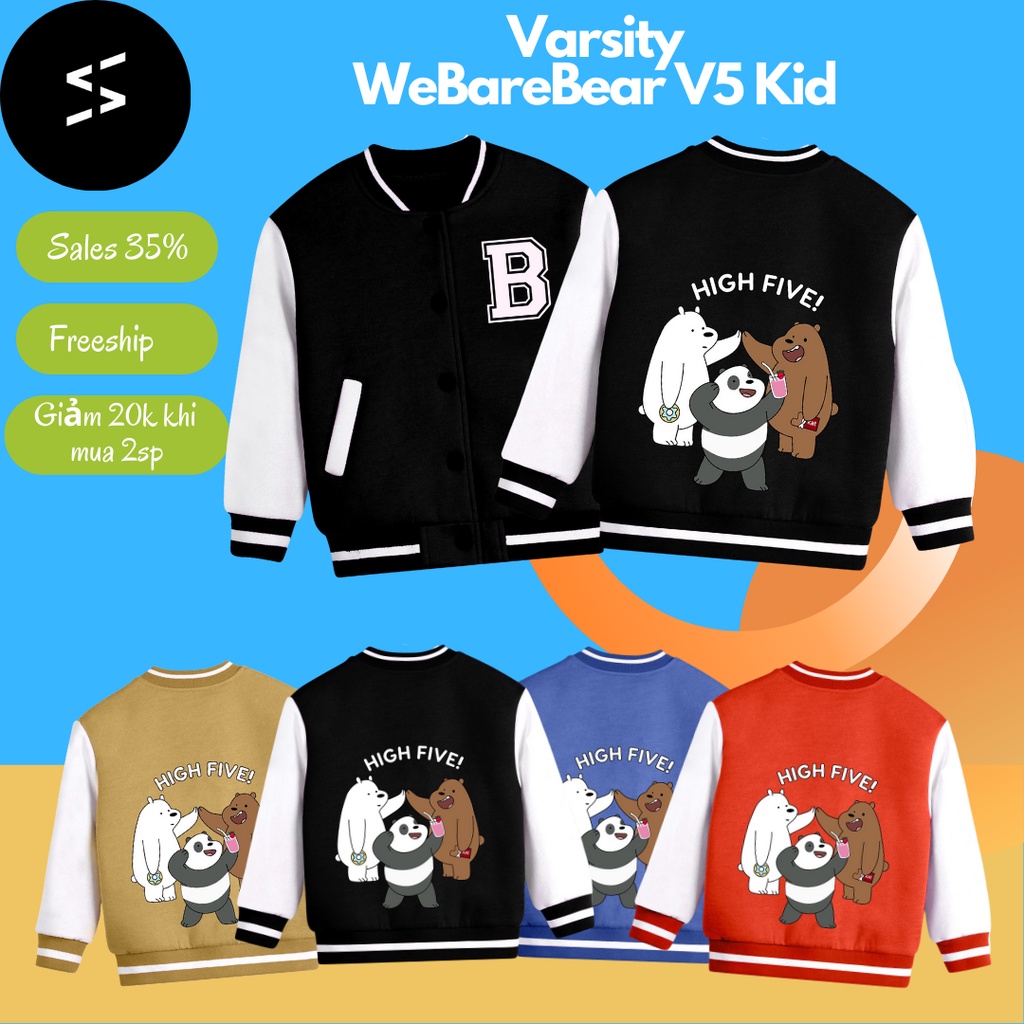 Áo khoác bomber WEBAREBEARV5 cho trẻ em varsity dành cho bé trai, bé gái
