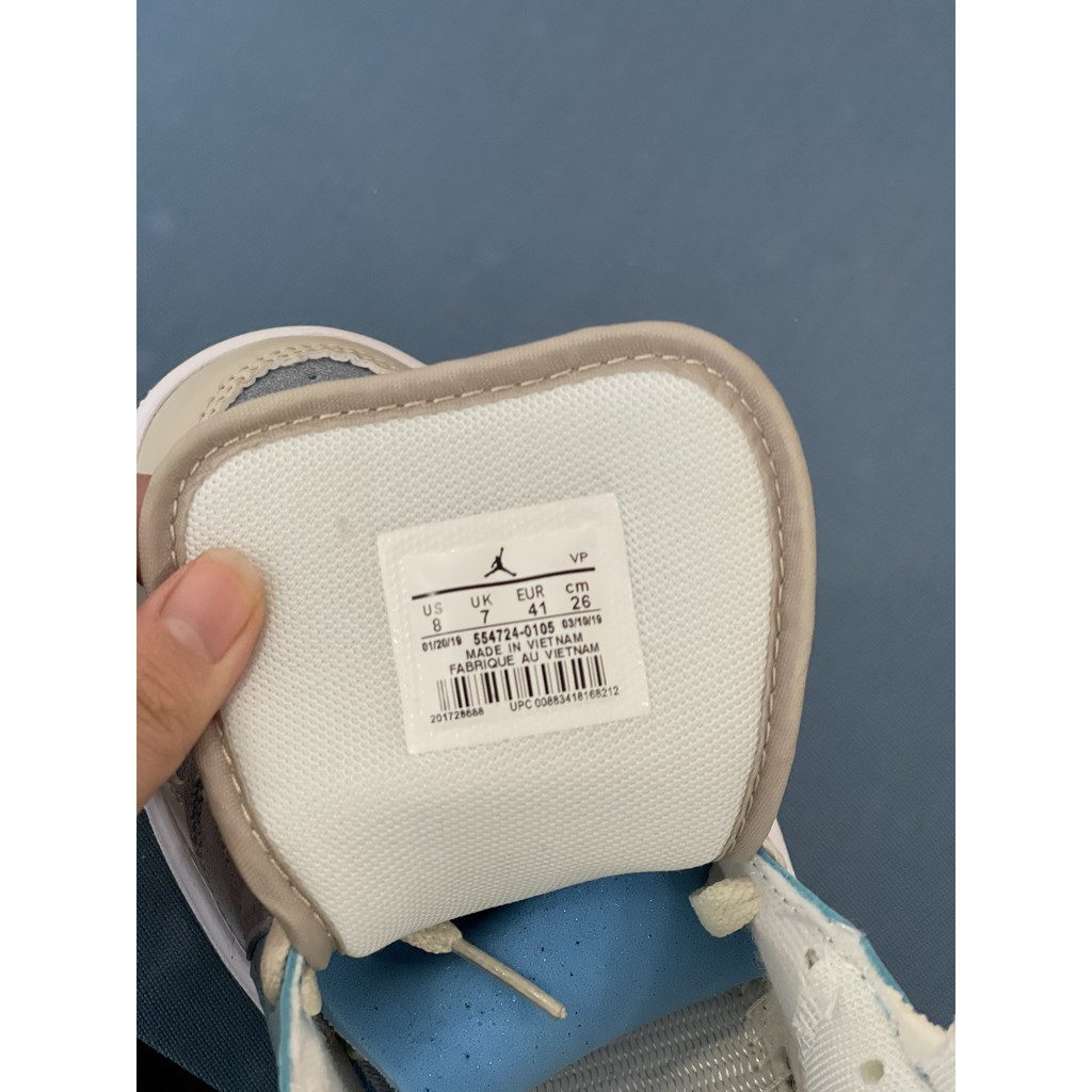 Giày Sneaker Nữ Jordan 1 Mid Mixed Textures Blue Xanh Lam Fullbox, Giày thể thao nữ jordan 1 cổ vừa cực kì dễ thương