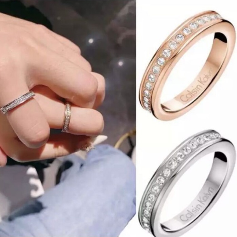 Nhẫn nhẫn uni couple gypsophila | Nhẫn kim cương thép titan mạ vàng 18k | Trang sức thép không gỉ chống thấm fade miễn phí dị ứng miễn phí