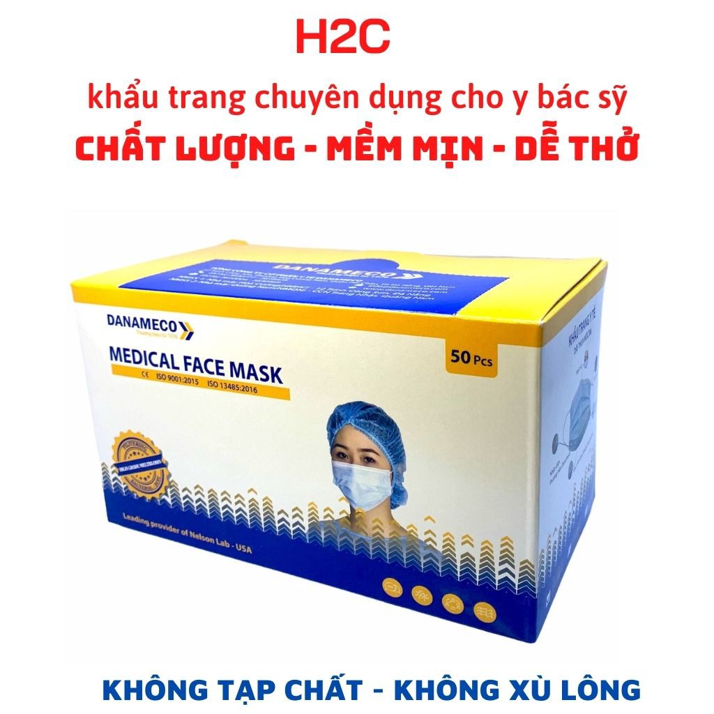 [Mã COSDAY giảm 8% đơn 150K] Khẩu trang y tế Danameco 3 lớp kháng khuẩn hộp 50 cái