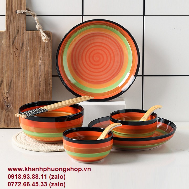 Bộ chén tô dĩa 7 sắc cầu vòng - chén tô dĩa 7 sắc cầu vòng