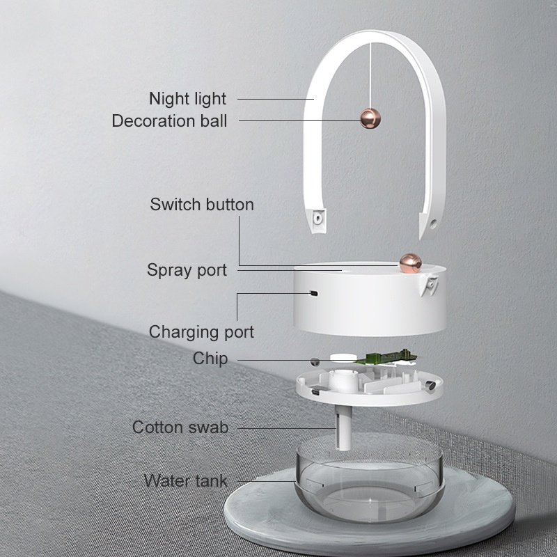 Máy Phun Sương Tạo Độ Ẩm Không Khí 350ML Sạc USB Không Dây Có Đèn Ngủ Cho Nhà Ở / Văn Phòng