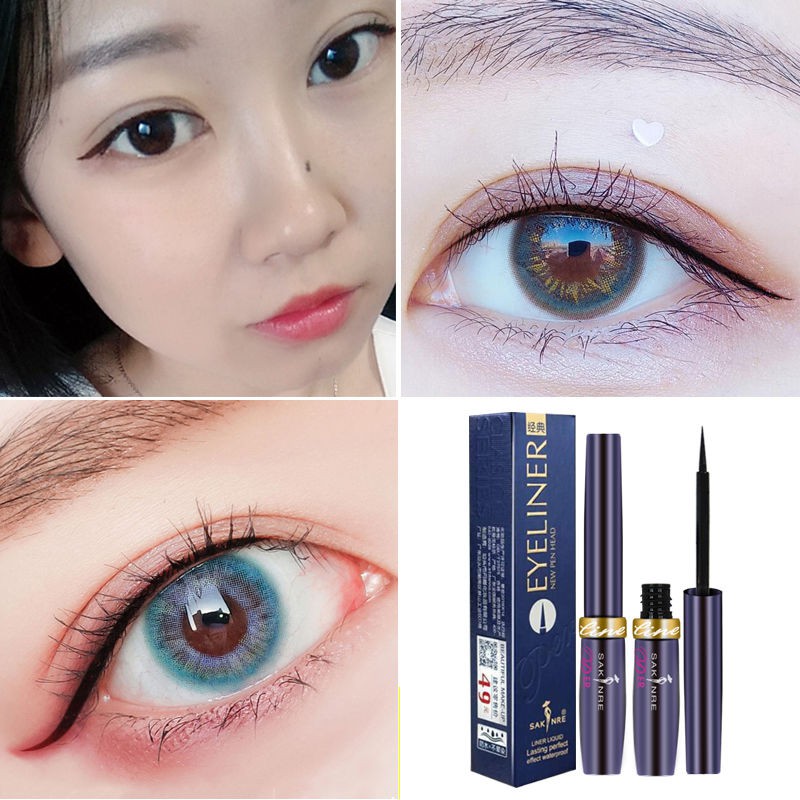 ﹍☑✾Saqili Liquid Eyeliner Bơi nhọn khô nhanh Chống thấm nước, mồ hôi, không làm mịn da Người mới bắt đầu và sinh vi