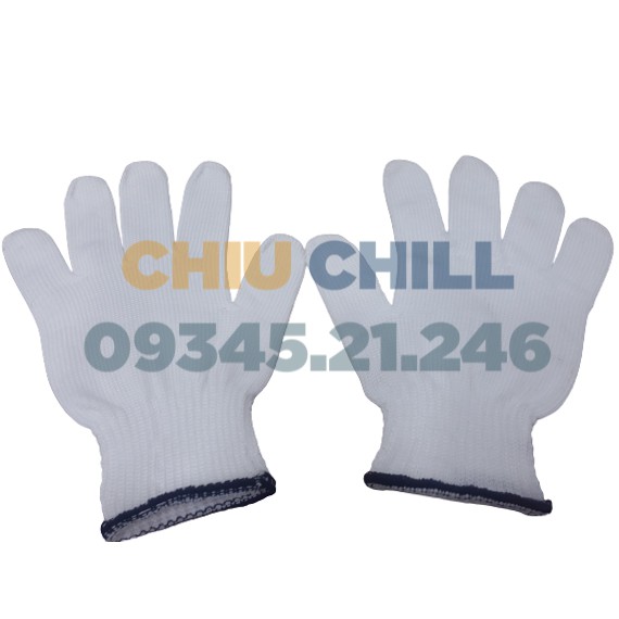Găng tay lao động len kim 7 màu ngà 70g  - Bảo hộ an toàn
