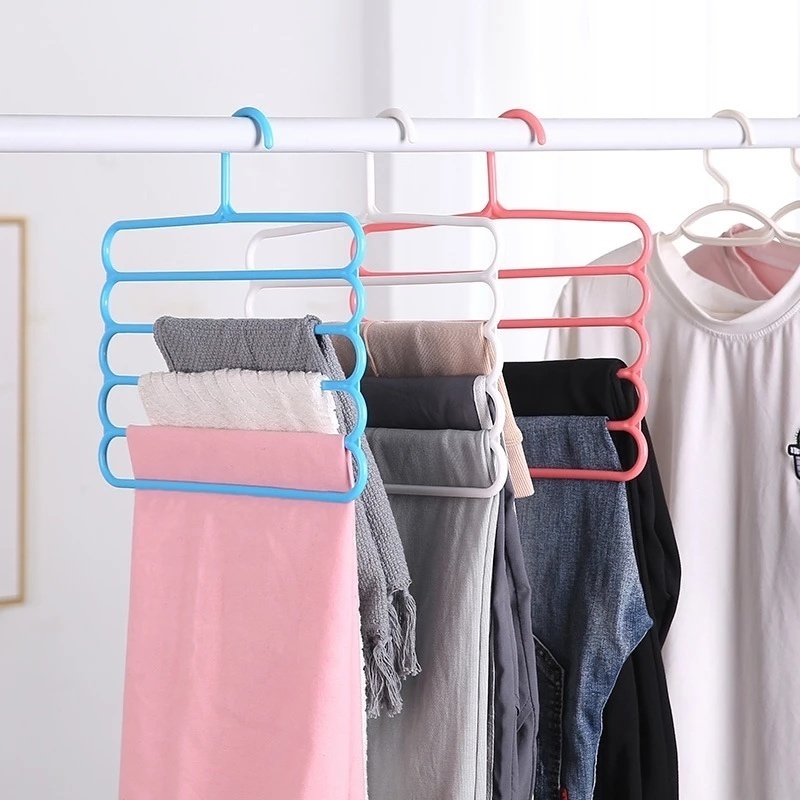 Thanh treo móc quần áo Năm Tầng Dày Dặn Tiết Kiệm Không Gian Chống Trượt Sáng Tạo