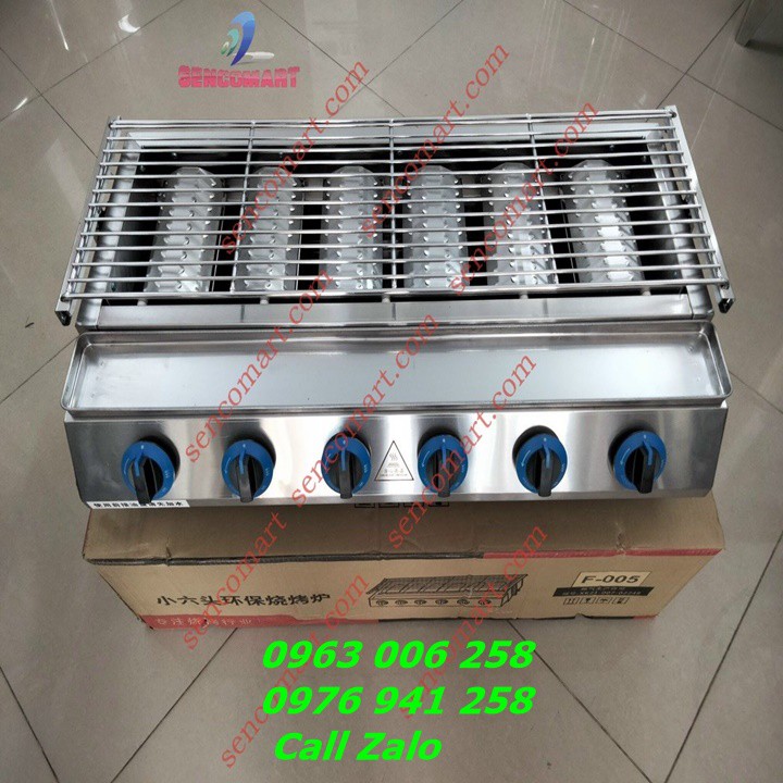 Bếp Nướng Gas Hàng Chính Hãng 6 Đầu Đốt Nhỏ - Bếp Nướng Không Khói Rất Bền Đẹp Và An Toàn