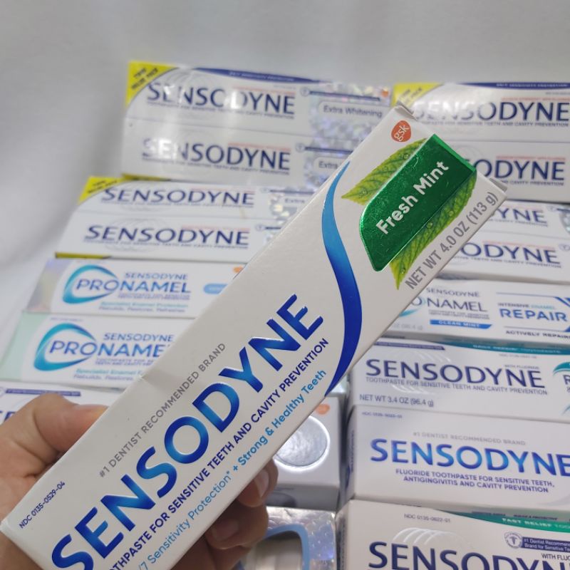 Kem đánh răng Sensodyne Extra whitening,pro namel, full protection, fresh mint 113g va 96.4g của Mỹ