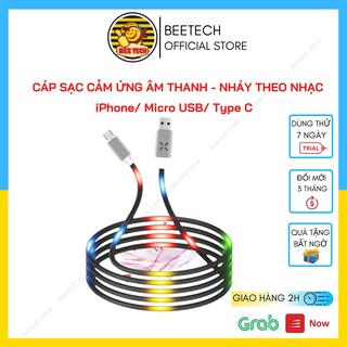 Cáp sạc cảm ứng âm thanh, dây sạc nhanh có led chân iPhone Micro Type C - Beetech thumbnail
